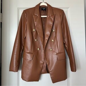 Brown Faux Leather Blazer